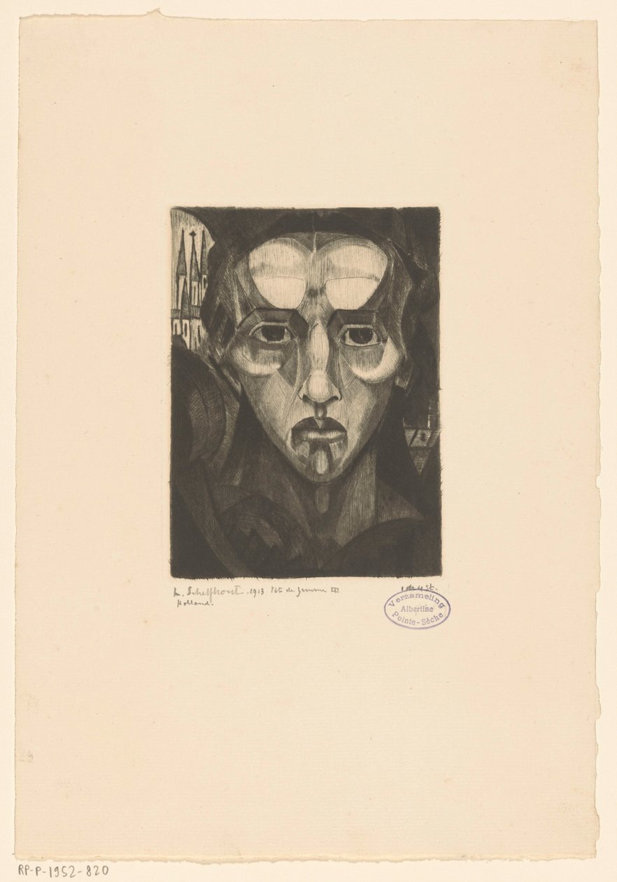 Hodet til en kvinne Tête de femme III (original tittel på objekt) av Lodewijk Schelfhout (signed by artist)