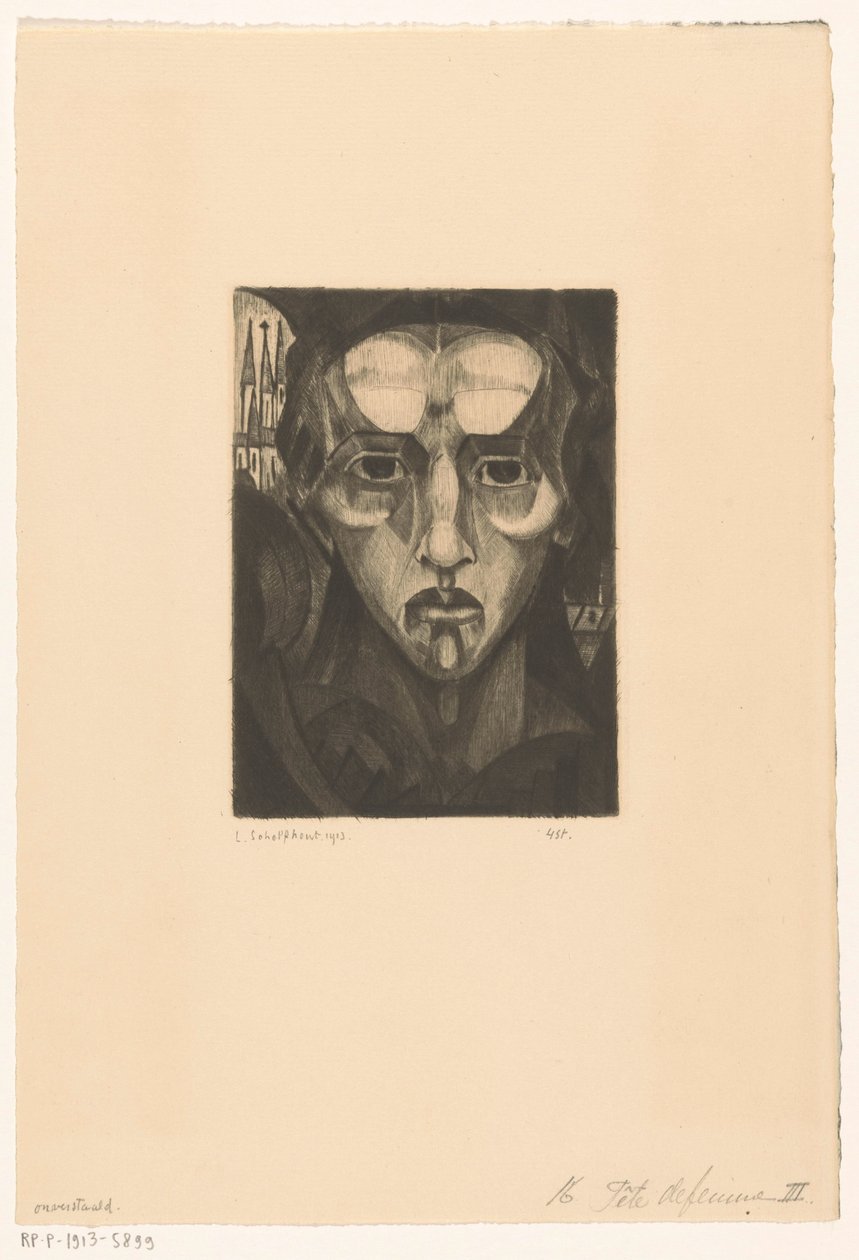 Hodet til en kvinne Tête de femme III (originaltittel på objektet) av Lodewijk Schelfhout (signed by artist)