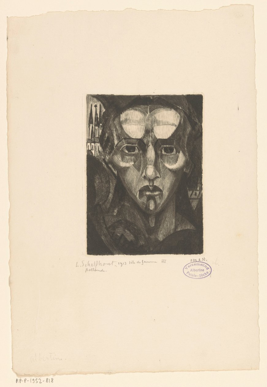 Hodet til en kvinne Tête de femme III (original tittel på objekt) av Lodewijk Schelfhout (signed by artist)