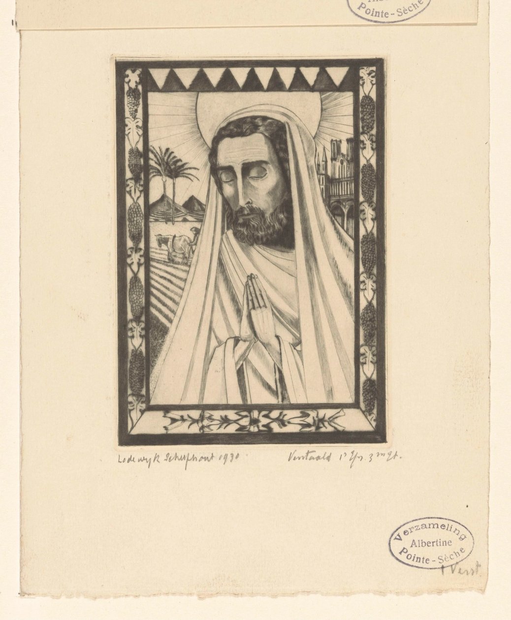 Jozef St. Joseph (originaltittel) av Lodewijk Schelfhout (signed by artist)