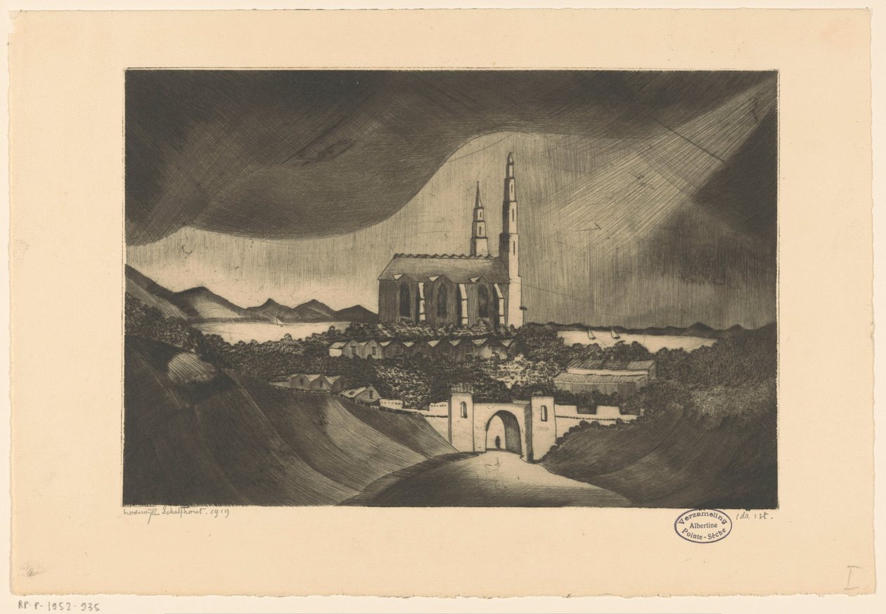 Katedral La Cathédrale (original tittel) av Lodewijk Schelfhout (signed by artist)