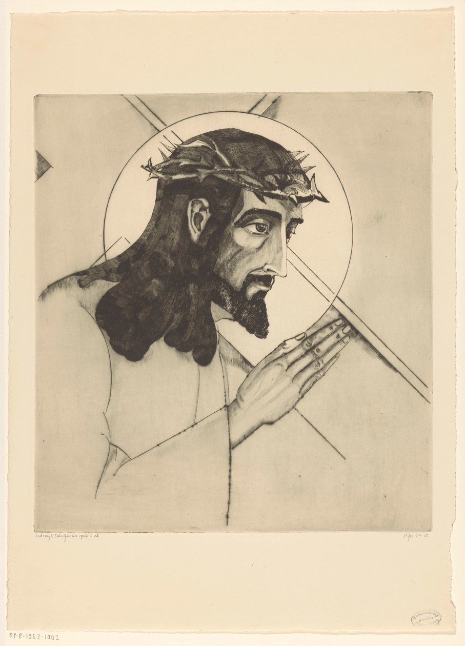 Kruisdraging Christ portant la croix (originaltittel) av Lodewijk Schelfhout (signed by artist)