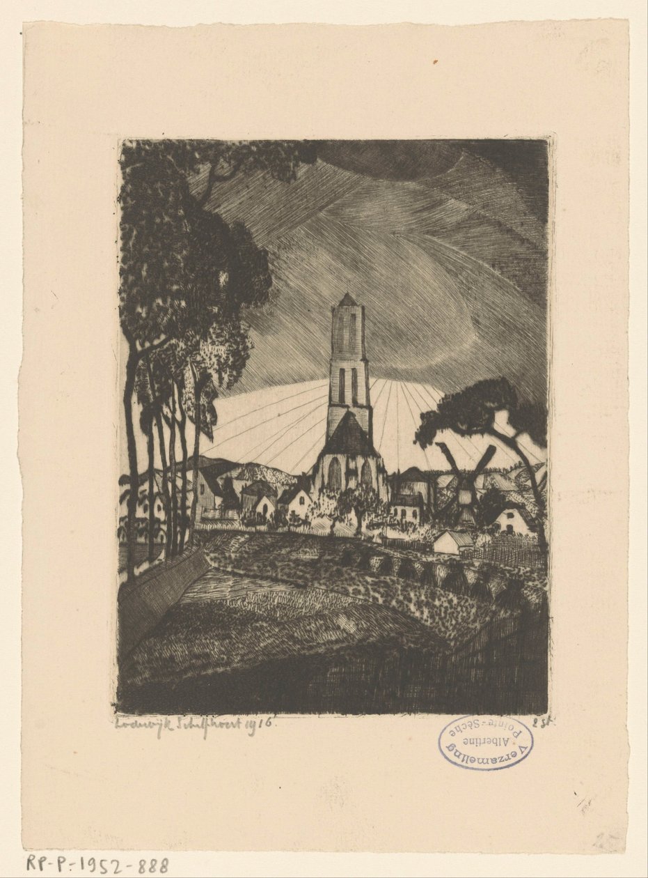 Linden (original tittel) av Lodewijk Schelfhout (signed by artist)