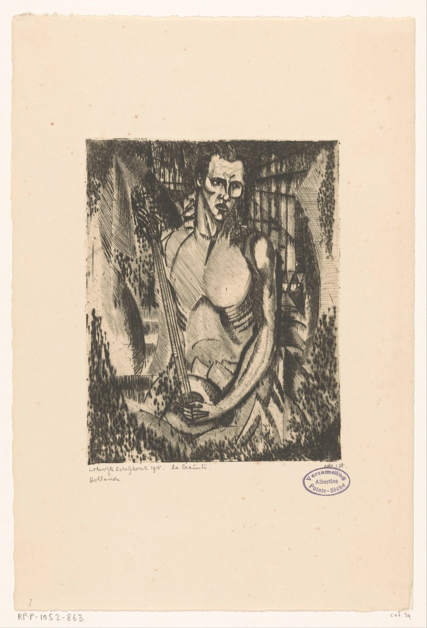 Muzikant La Crainte (original tittel på objekt) av Lodewijk Schelfhout (signed by artist)