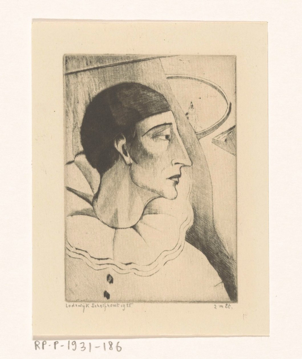 Pierrot IV (original tittel) av Lodewijk Schelfhout (signed by artist)