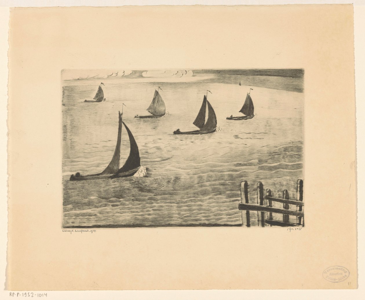 Havneutgang Sortie du port (original tittel) av Lodewijk Schelfhout (signed by artist)