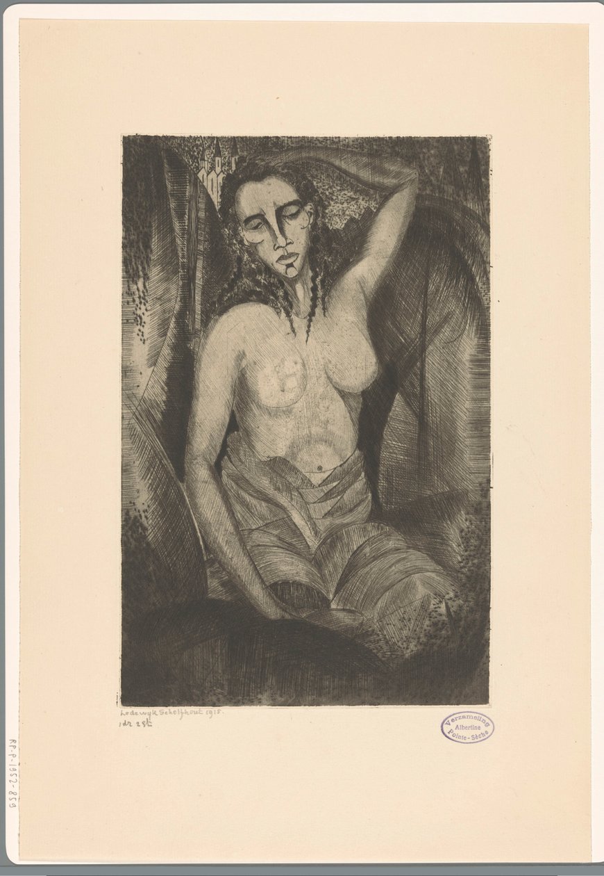sittende kvinne Femme assise (original tittel) av Lodewijk Schelfhout (signed by artist)