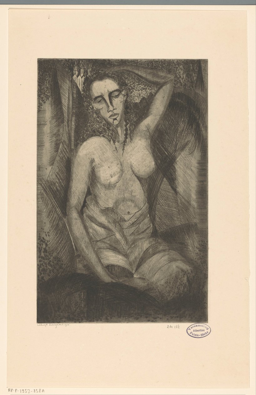 sittende kvinne Femme assise (original tittel) av Lodewijk Schelfhout (signed by artist)
