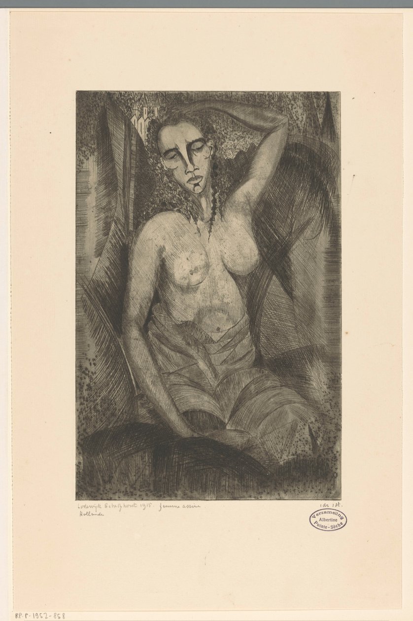 Sittende kvinne Femme assise (originaltittel på objekt) av Lodewijk Schelfhout (signed by artist)