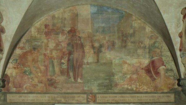 St. Antoninus vekker en ungdom fra Filicaia-familien fra de døde (fresco) av Lodovico Buti