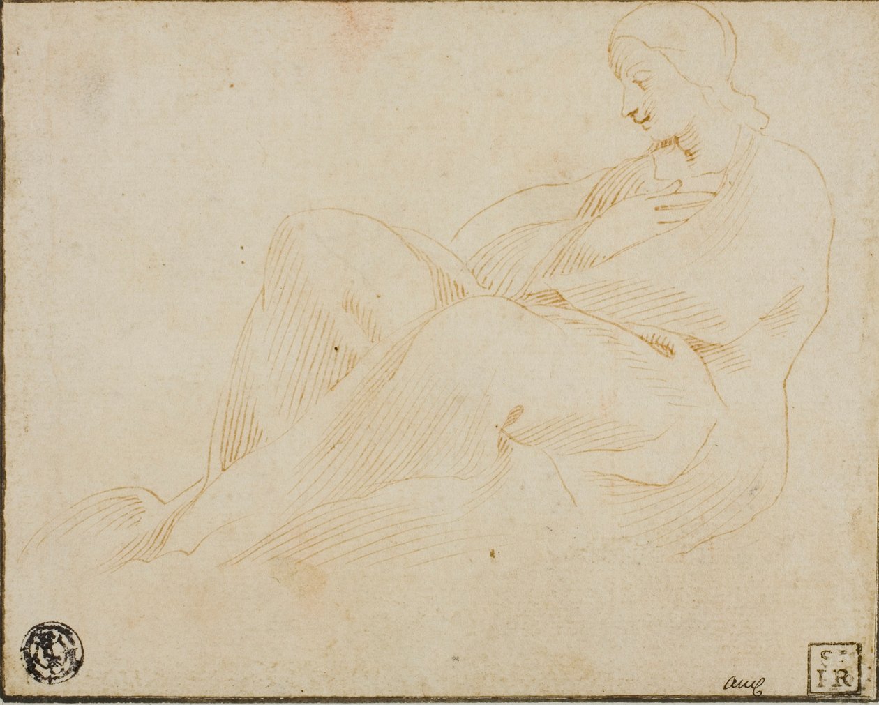 Sittende drapert kvinne i profil av Lodovico Carracci