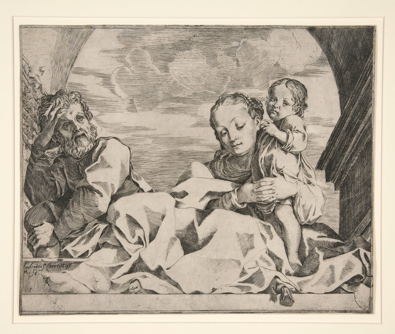 Den hellige familie av Lodovico Carracci
