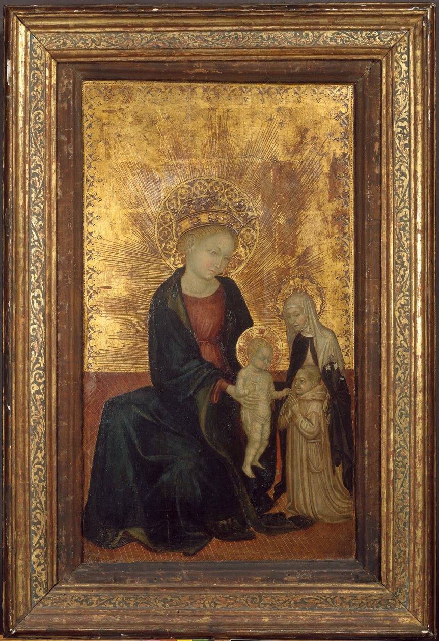 Madonna og barn med Saint Catherine av Siena og en karteusisk giver, ca. 1411-24. av Lombard Italian