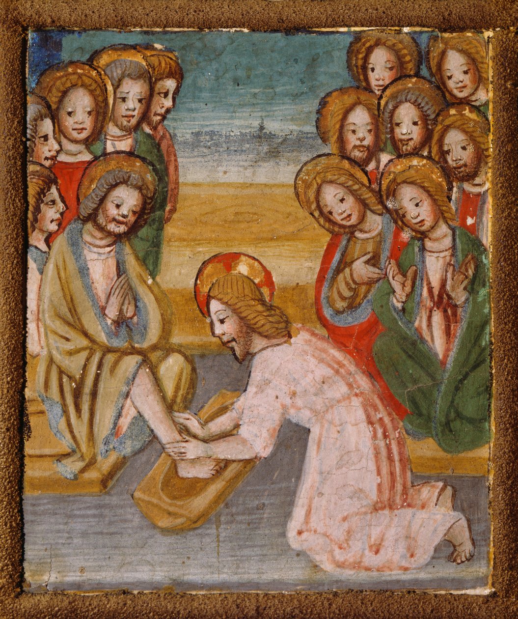 Vasking av føtter, detalj fra Stories of Christ, bærbart alter av anonym Lombard-maler av Lombard School