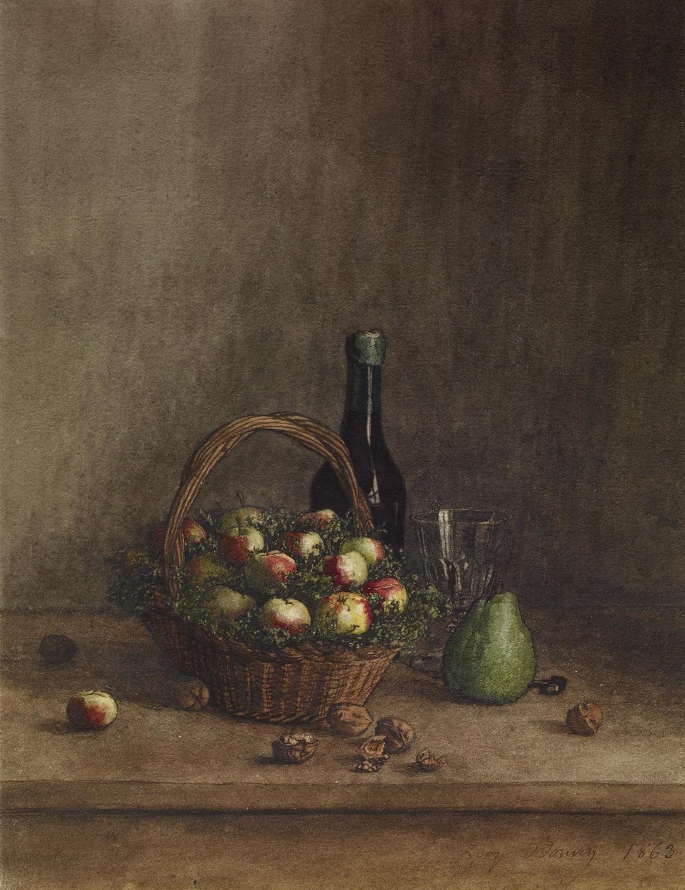 Stilleben med vin og frukt av Léon Bonvin