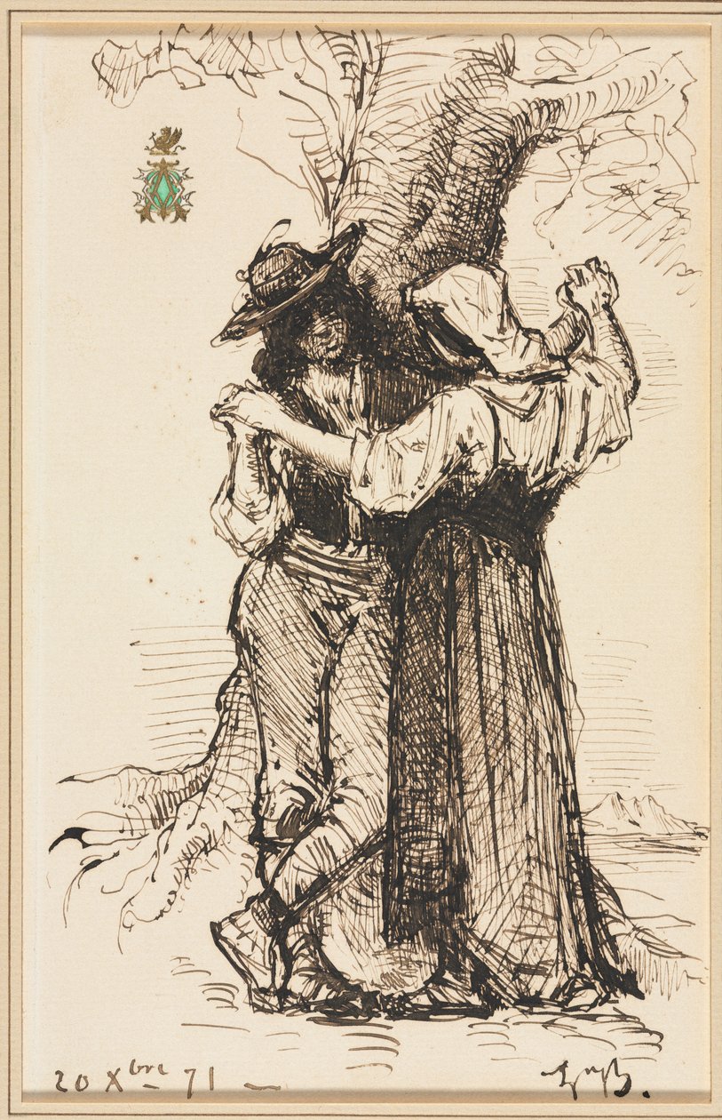 Par som frier til ved et tre, 1871. av Léon Bonnat