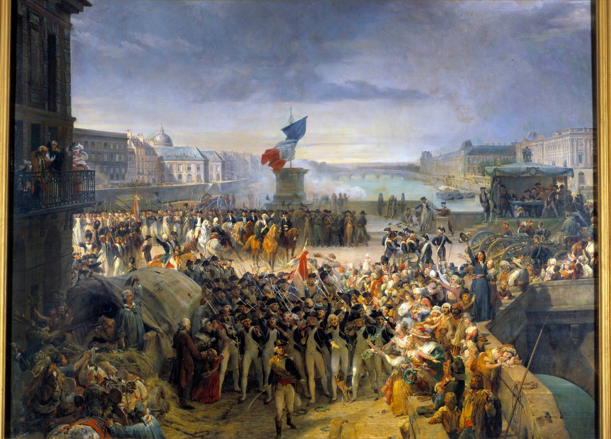 Nasjonalgarden i Paris, samlet på Pont Neuf, dro til hæren i september 1792. Maleri av Leon Cogniet (1794-1880) av Léon Cogniet