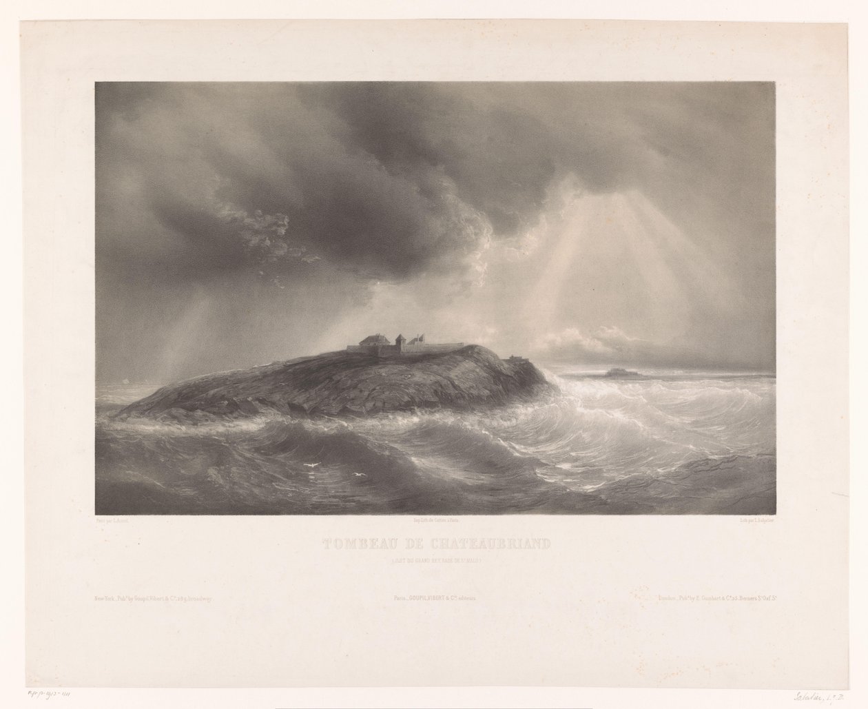 Graf van Francois-Rene de Chateaubriand Graven til Chateaubriand (Ilot du Grand Bey, Rade de St. Malo) (tittel på objektet) av Léon Jean Baptiste Sabatier