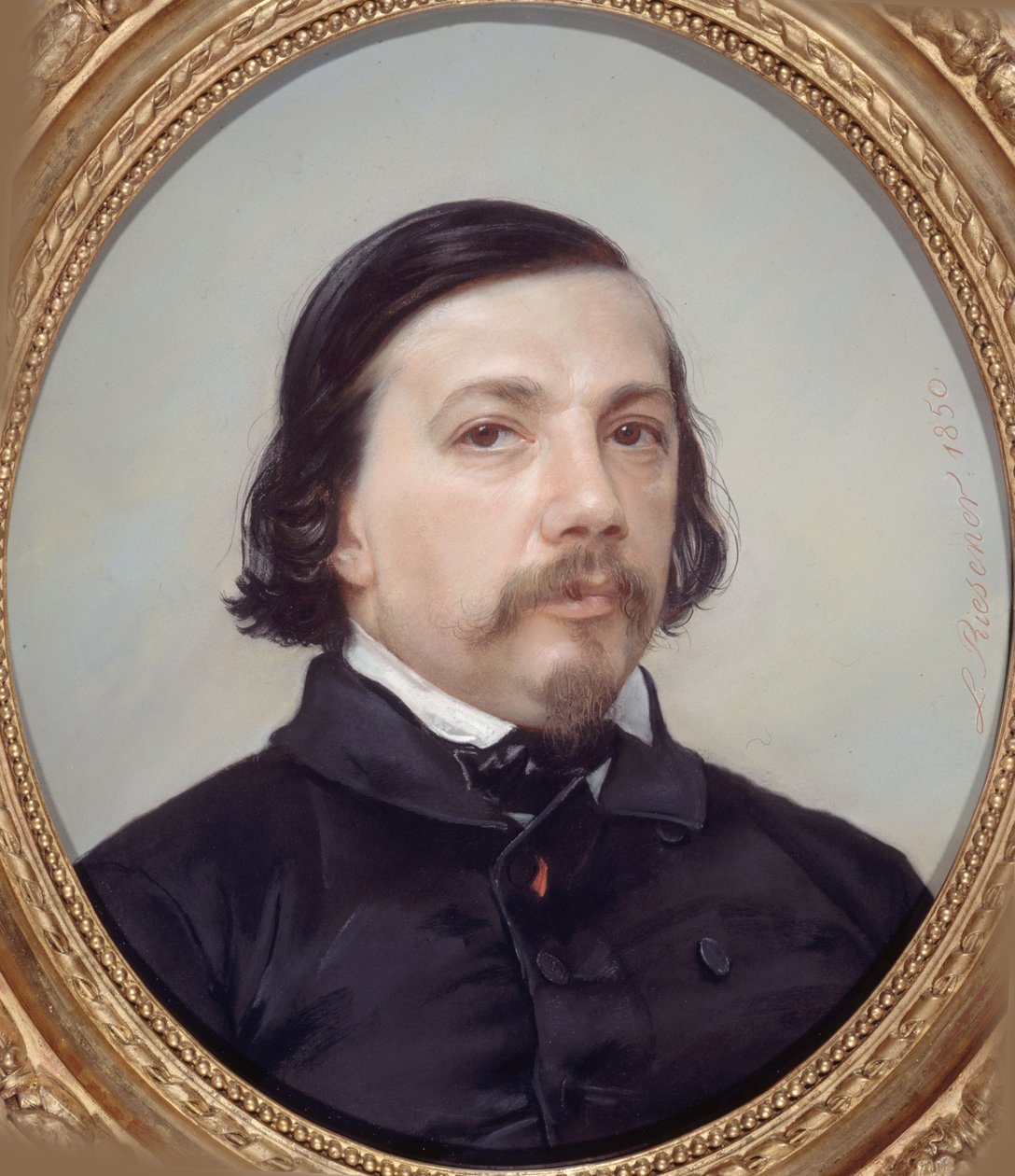 Portrett av poeten Théophile Gautier 1811-1872, 1850. av Léon Riesener
