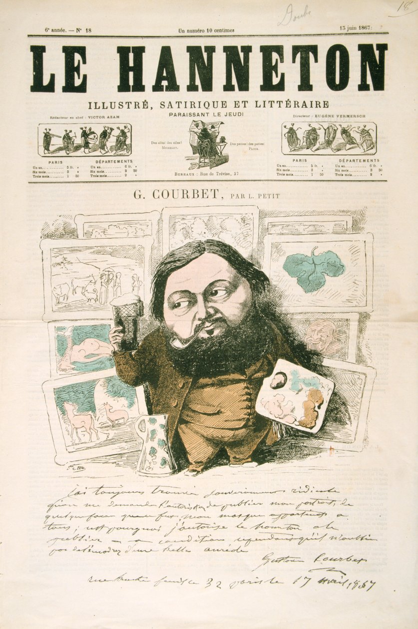 Gustave Courbet , fransk maler, 1867 av Léonce Justin Alexandre Petit
