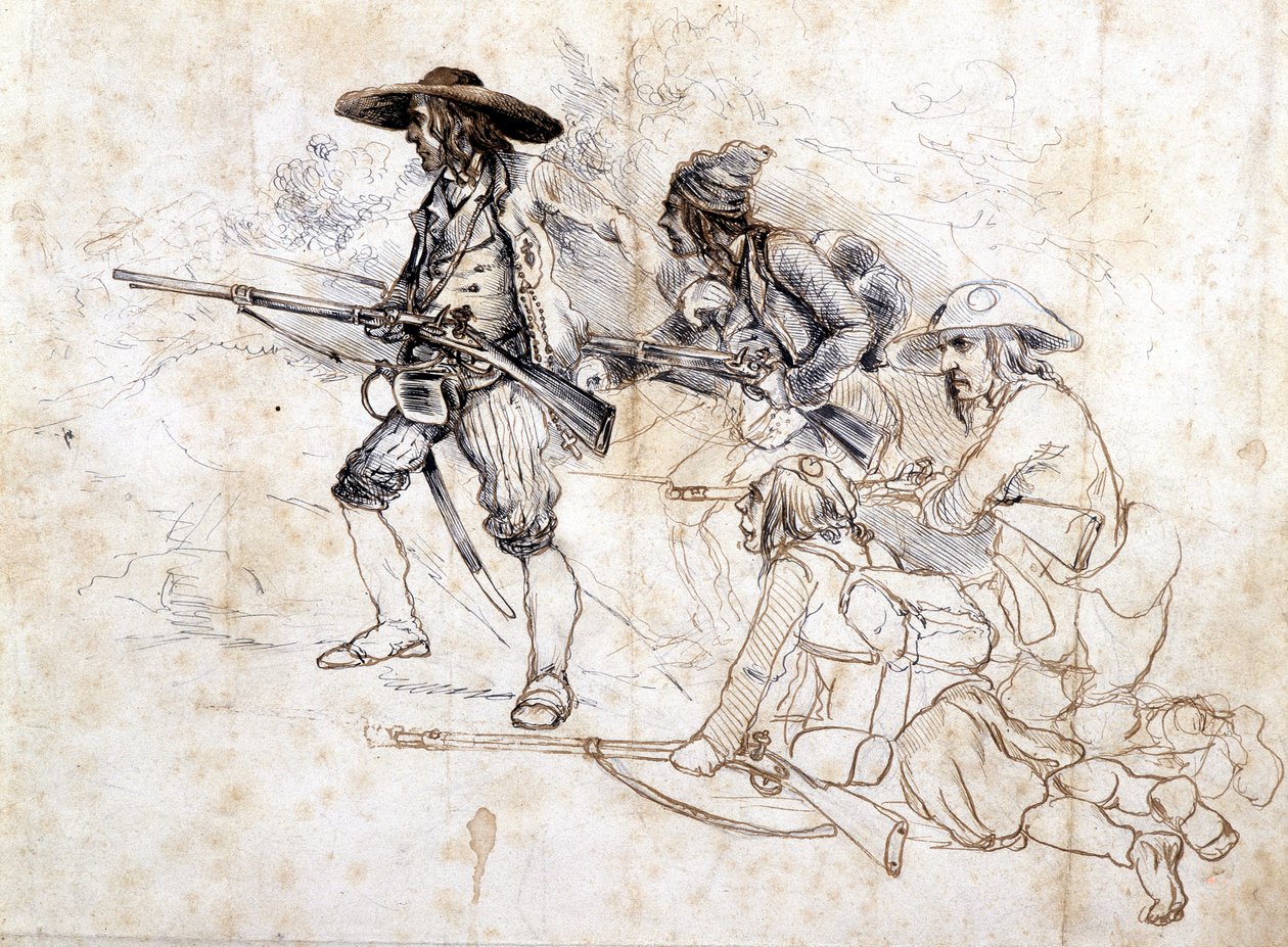 Chouan-soldater - tegning av Léonce Pepetit, B.M. de Dinan av Léonce Justin Alexandre Petit