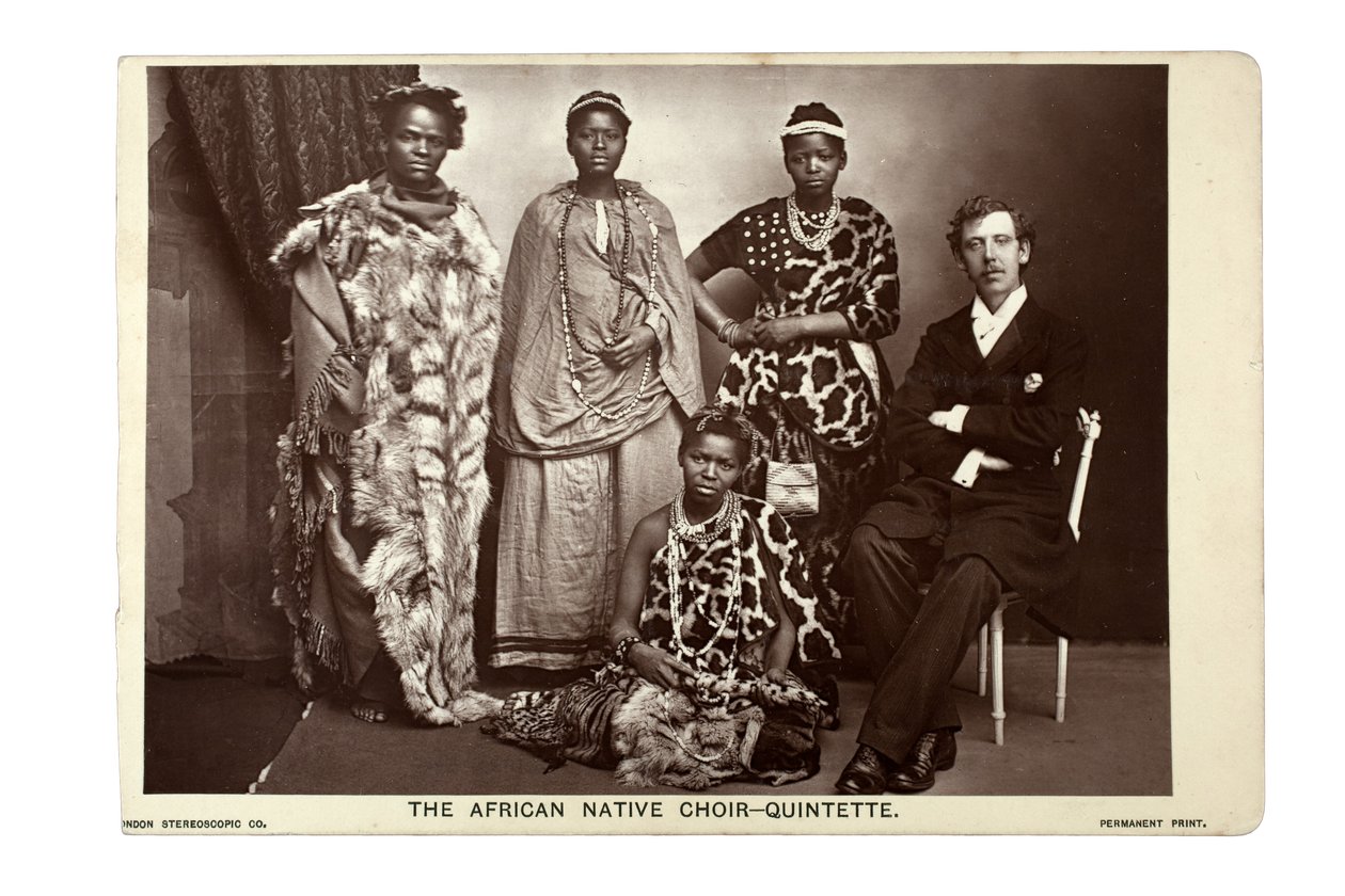 The African Native Choir Quintette, London, ca. 1892 (karbontrykk) av London Stereoscopic Company