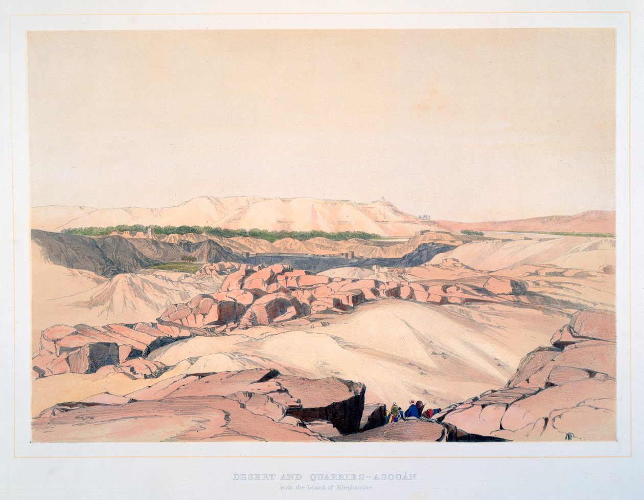 'Ørken og steinbrudd, Asouan, med øya Elephantine', Egypt, 1800-tallet av Lord Wharncliffe