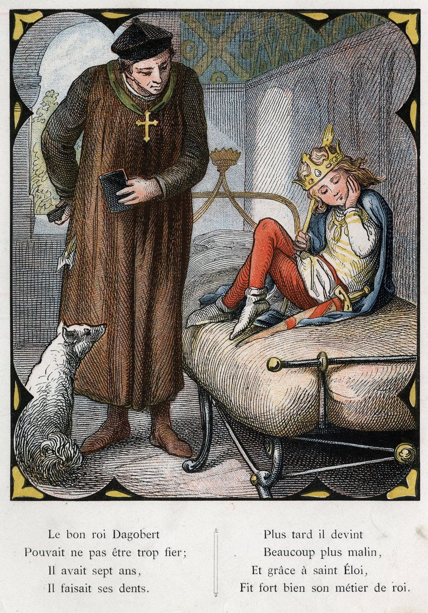 Illustration by Lorenz Frolich (1820-1908) for the popular song “The Good King Dagobert””. Edition J. Hetzel.Around 1880. (Toothache) av Lorens Frolich