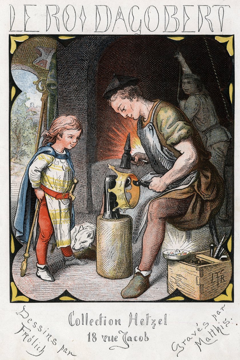 Illustration by Lorenz Frolich (1820-1908) for the popular song “The Good King Dagobert””. Edition J. Hetzel.Around 1880. av Lorens Frolich