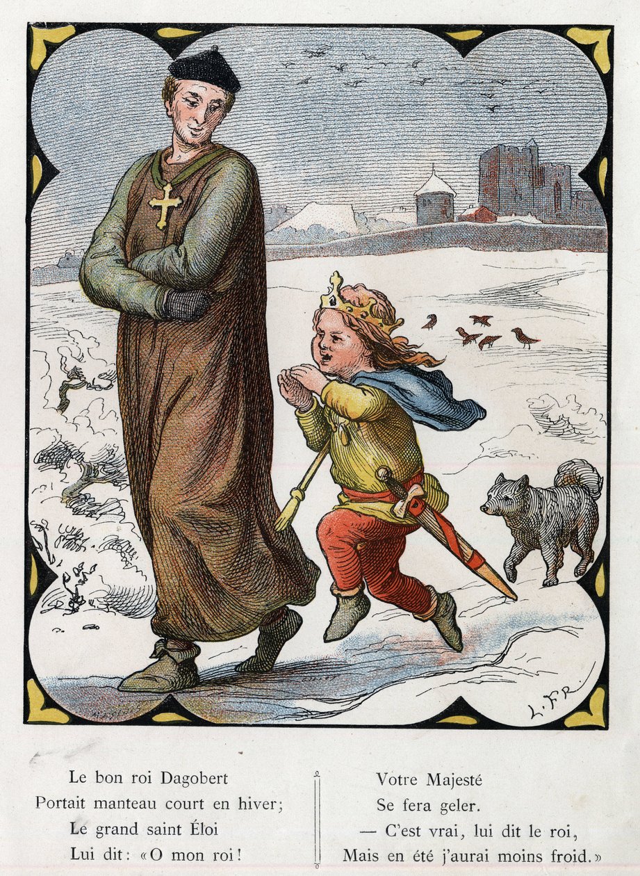 Illustrasjon av Lorenz Frolich (1820-1908) for den populære sangen "The Good King Dagobert"". Utgave J. Hetzel. Rundt 1880. av Lorens Frolich