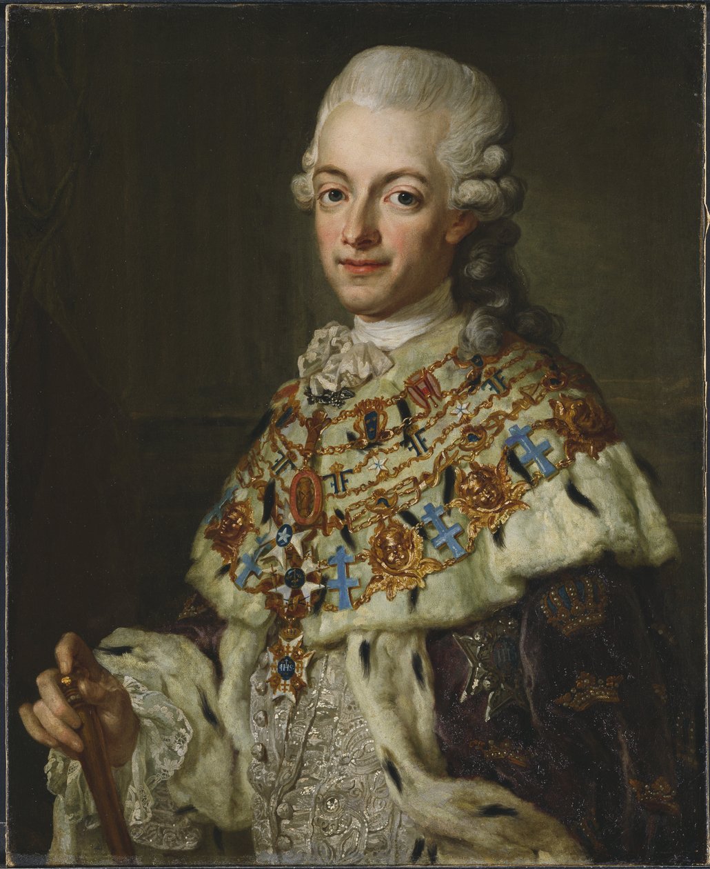 Gustave III de Suede - Portrett av kong Gustav III av Sverige (1746-1792), av Pasch, Lorenz, den yngre (1733-1805). Olje på lerret, ca 1773. Mål : 77x62 cm. Nationalmuseum Stockholm av Lorens the Younger Pasch