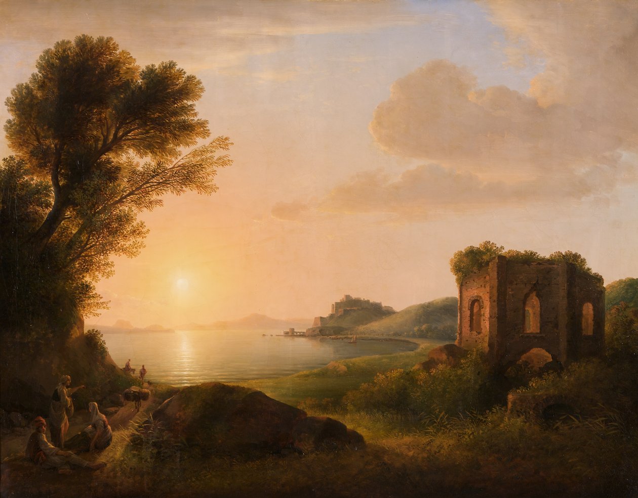 Bay of Baiae ved solnedgang av Lorenz Adolf Schönberger