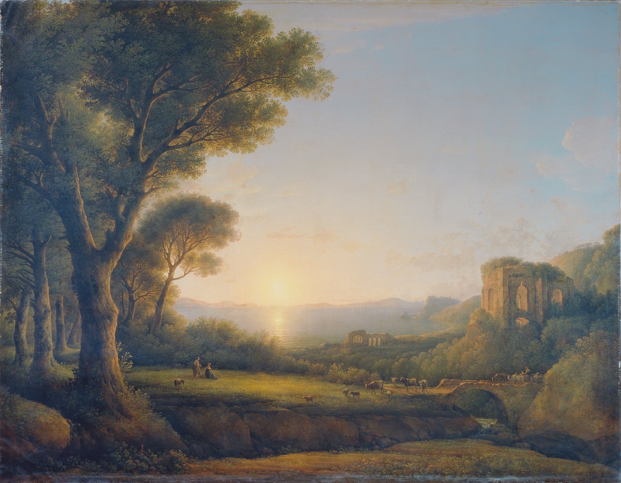 Bay of Baiae ved solnedgang av Lorenz Adolf Schönberger