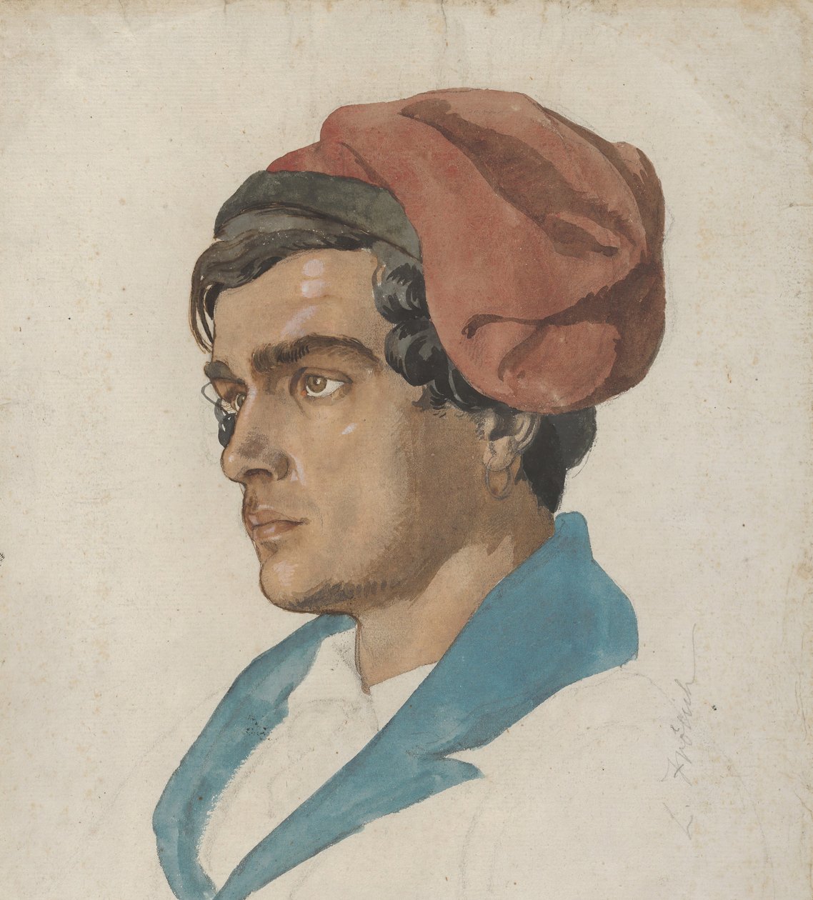 Hovedstudie av en fisker fra Capri, ca. 1849. av Lorenz Frølich
