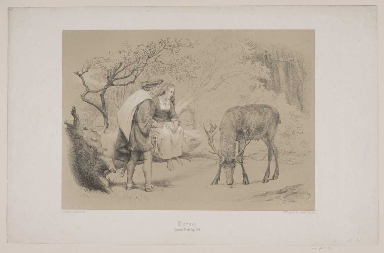 Korset, s. 299, illustrasjon for Christian Winthers "Flight of the Deer" av Lorenz Frølich