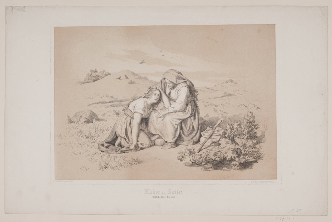 Mor og datter, s. 289, illustrasjon for Christian Winthers "Flight of the Deer" av Lorenz Frølich