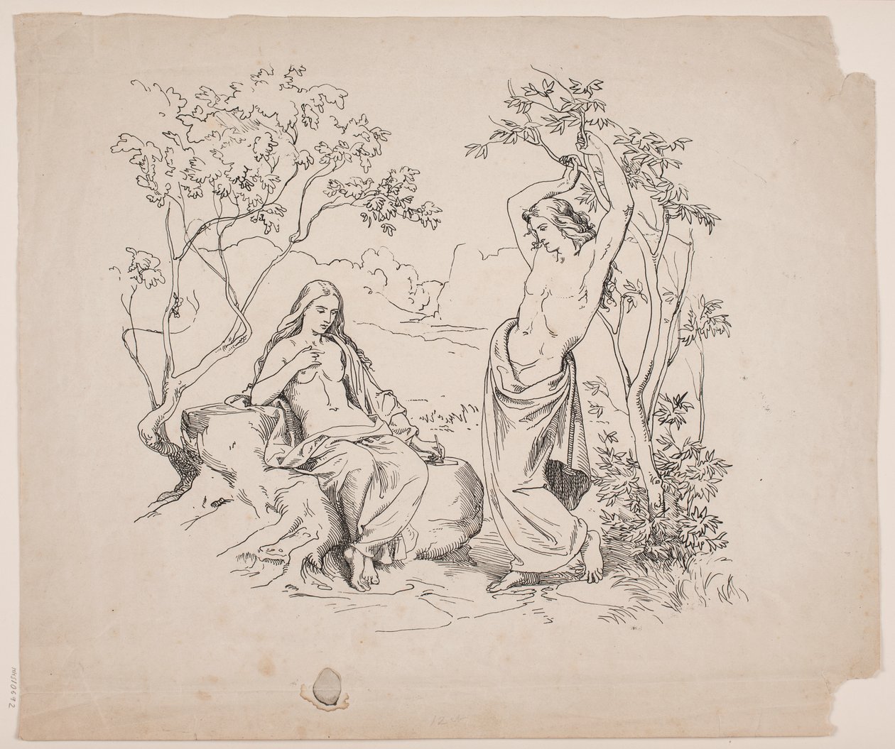 En sittende kvinnelig og en stående mannlig figur av Lorenz Frølich