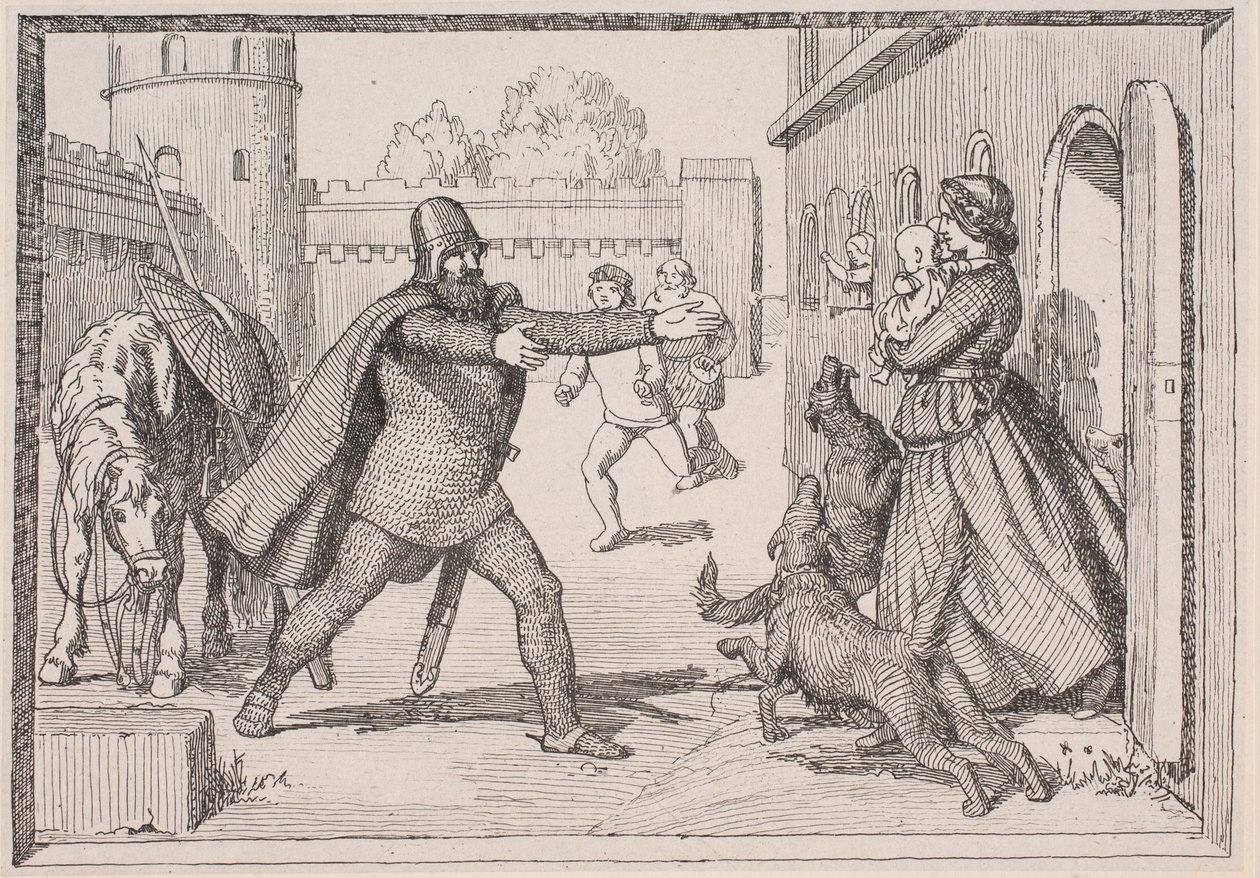 Illustrasjon til Adam Oehlenschlägers dikt «De to kirketårnene» av Lorenz Frølich