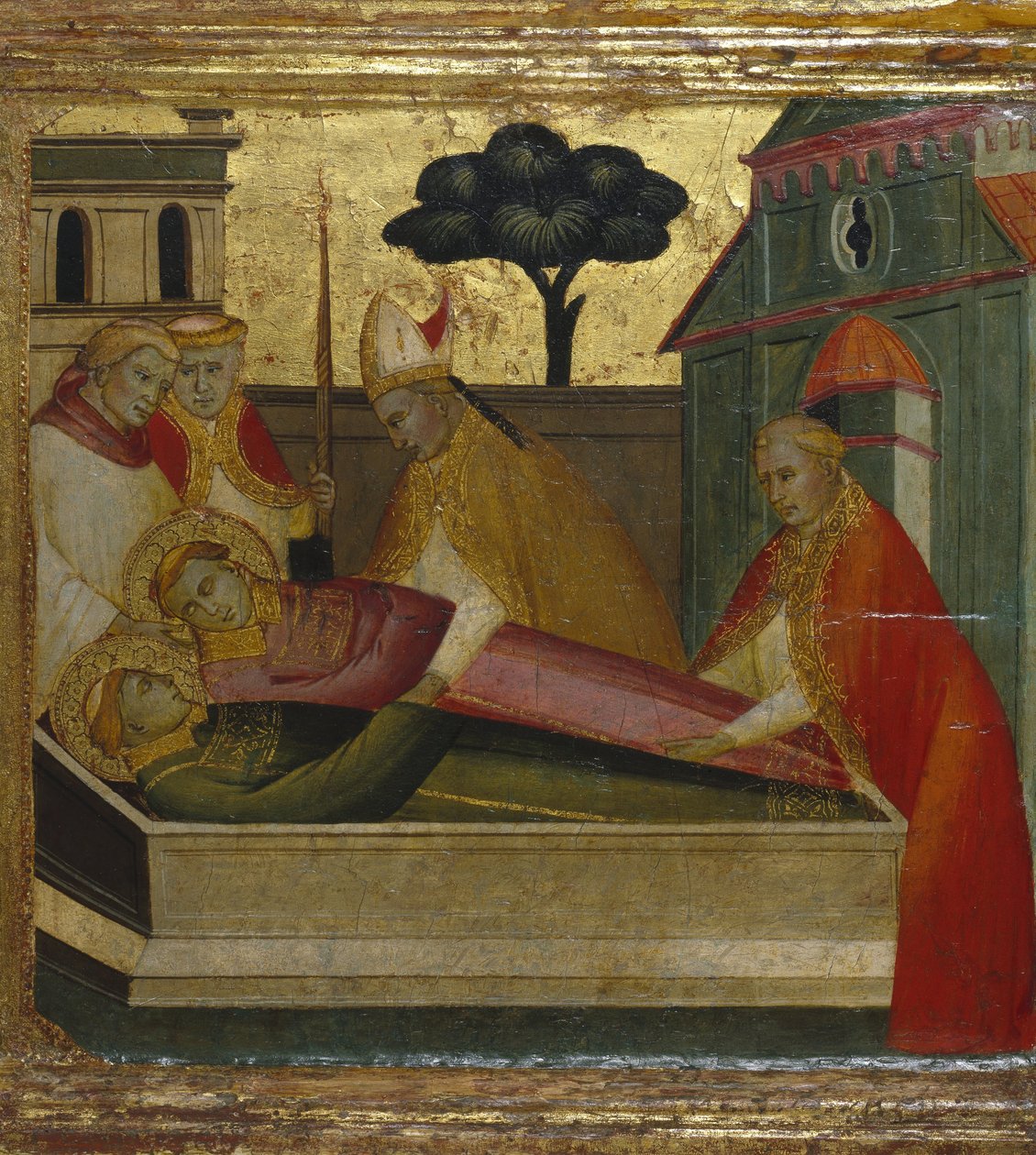 Saint Lawrence gravlagt i Saint Stephens grav av Lorenzo di Niccolò