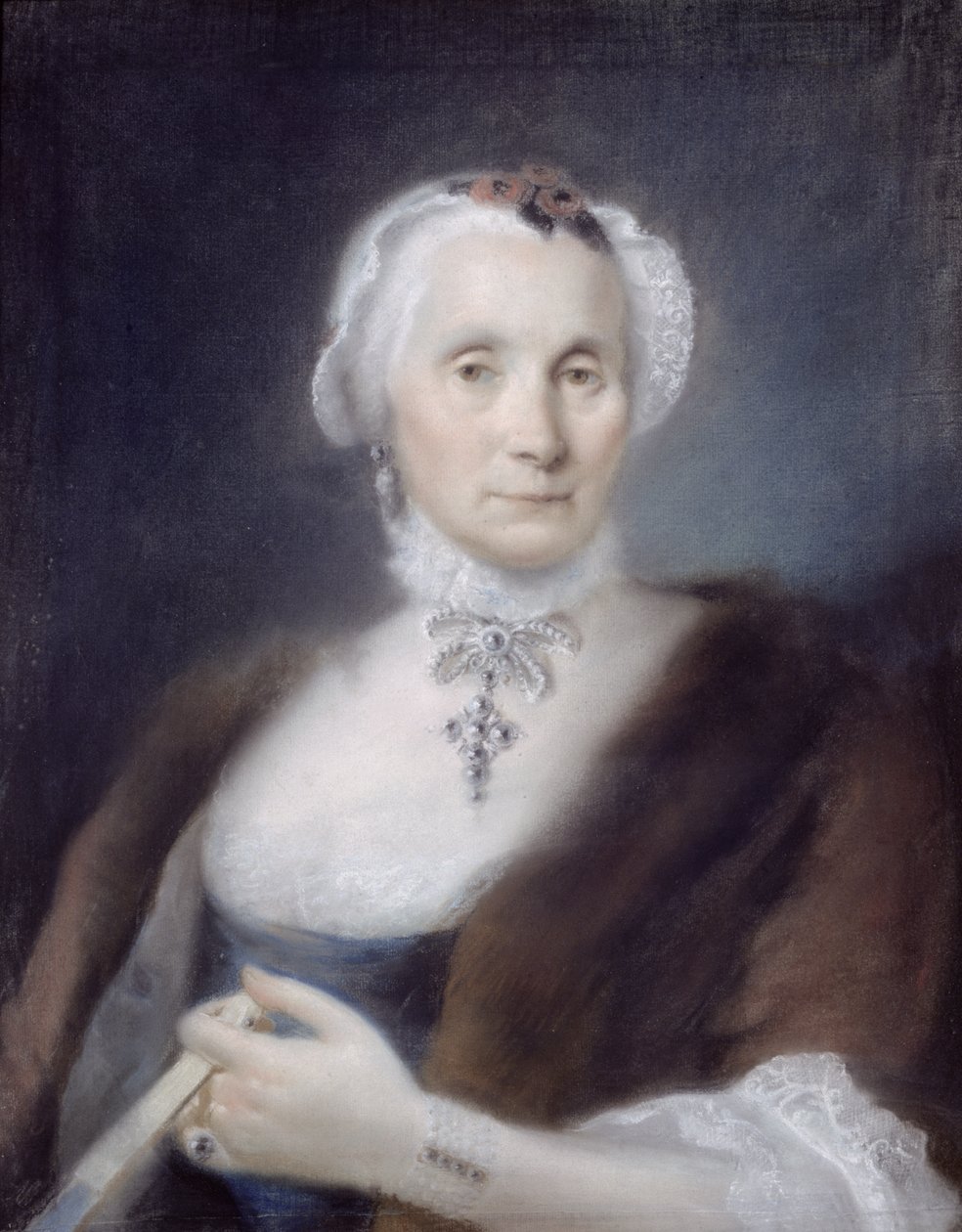 Portrett av kunstnerens mor, Cecilia Guardi, 1757 (pastell) av Lorenzo Baldissera Tiepolo