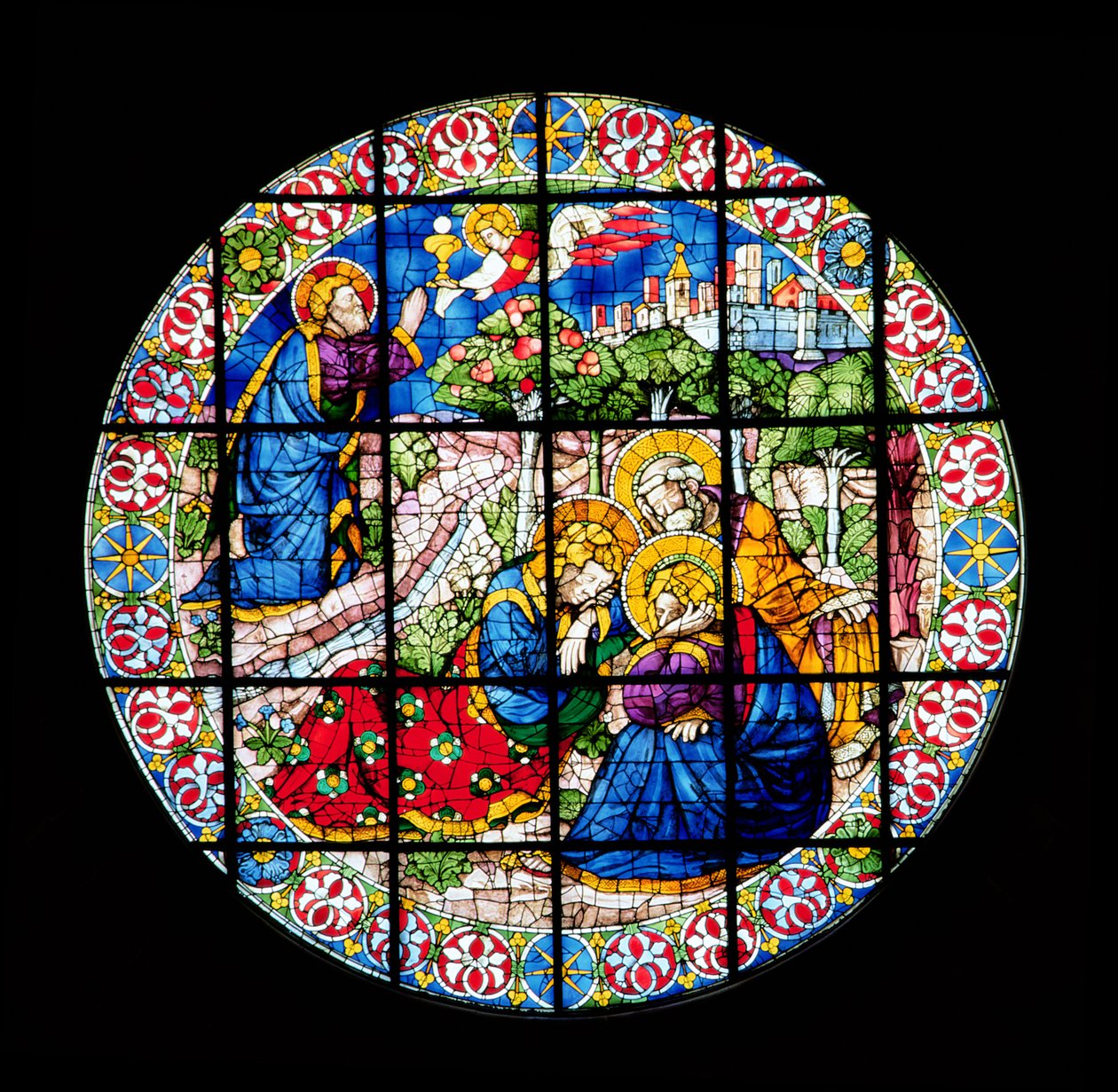 Oculus som skildrer Kristus i Getsemane hage, 1443-45 (farget glass) av Lorenzo Ghiberti