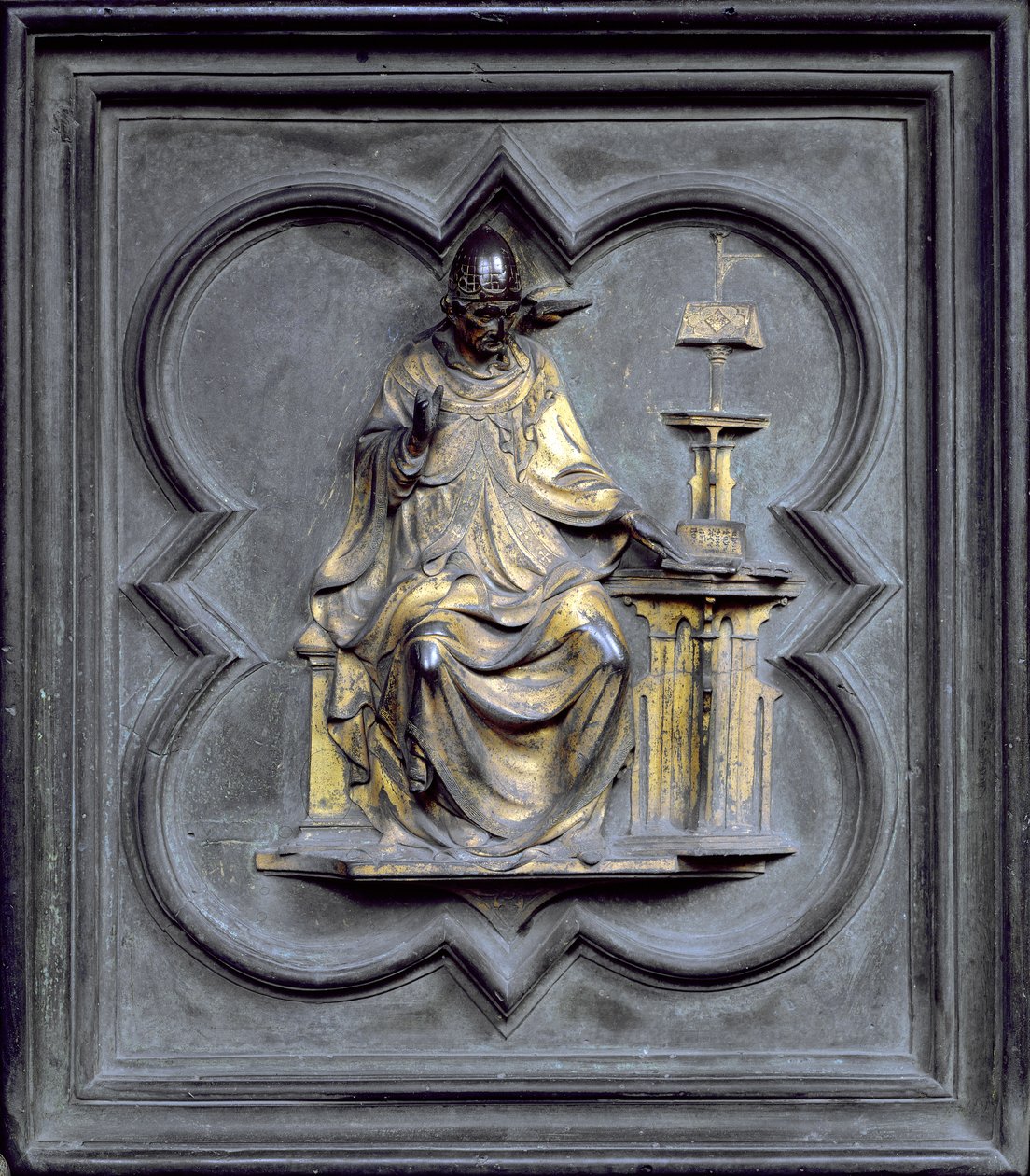 St. Gregory, panel G av norddørene til dåpskapellet i San Giovanni, 1403-24 (bronse) av Lorenzo Ghiberti