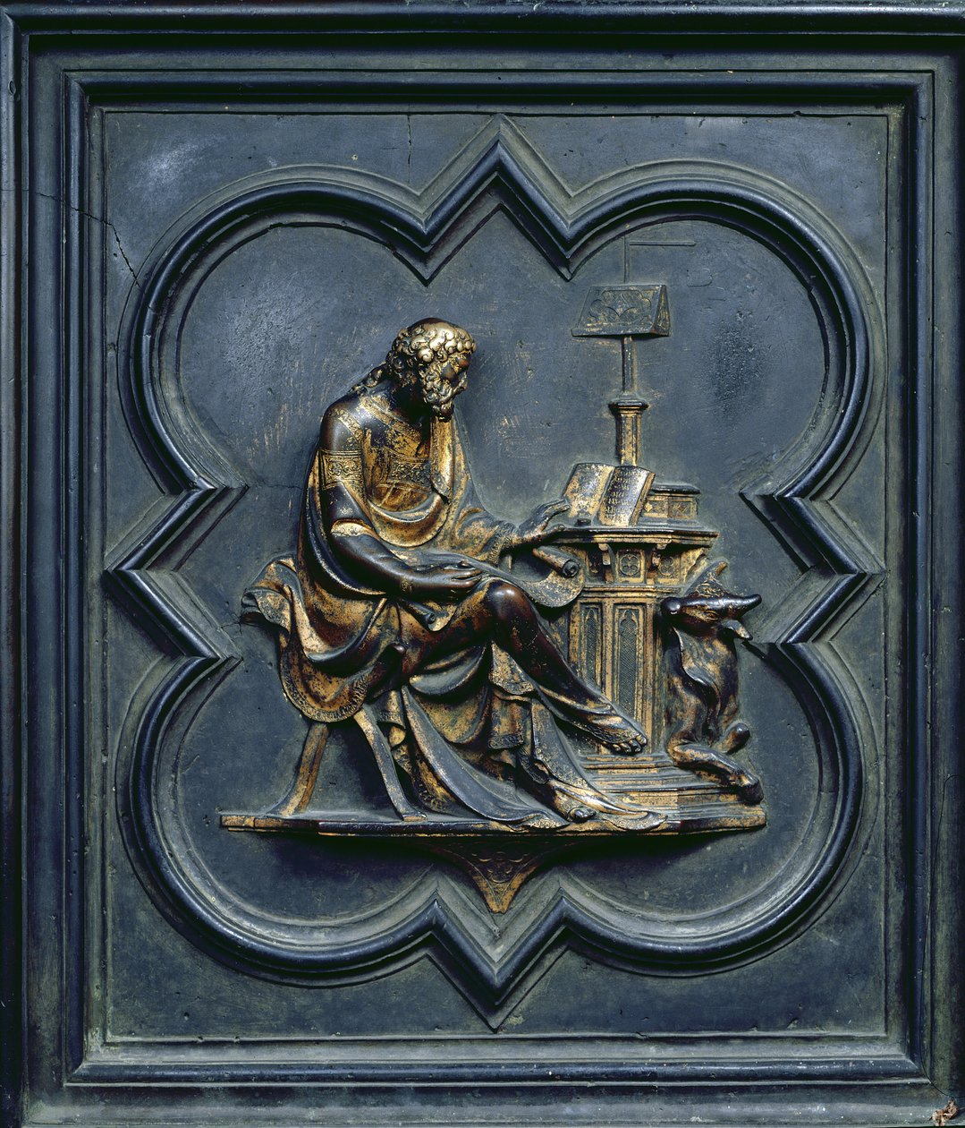St Luke the Evangelist, panel C i norddørene til dåpskapellet i San Giovanni, 1403-24 (bronse) av Lorenzo Ghiberti