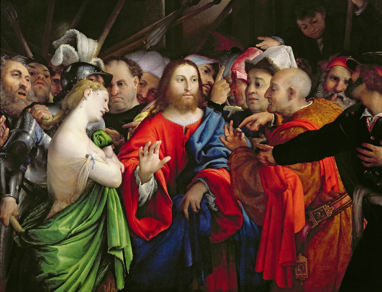 Kristus og horkvinnen, ca. 1527-29 av Lorenzo Lotto