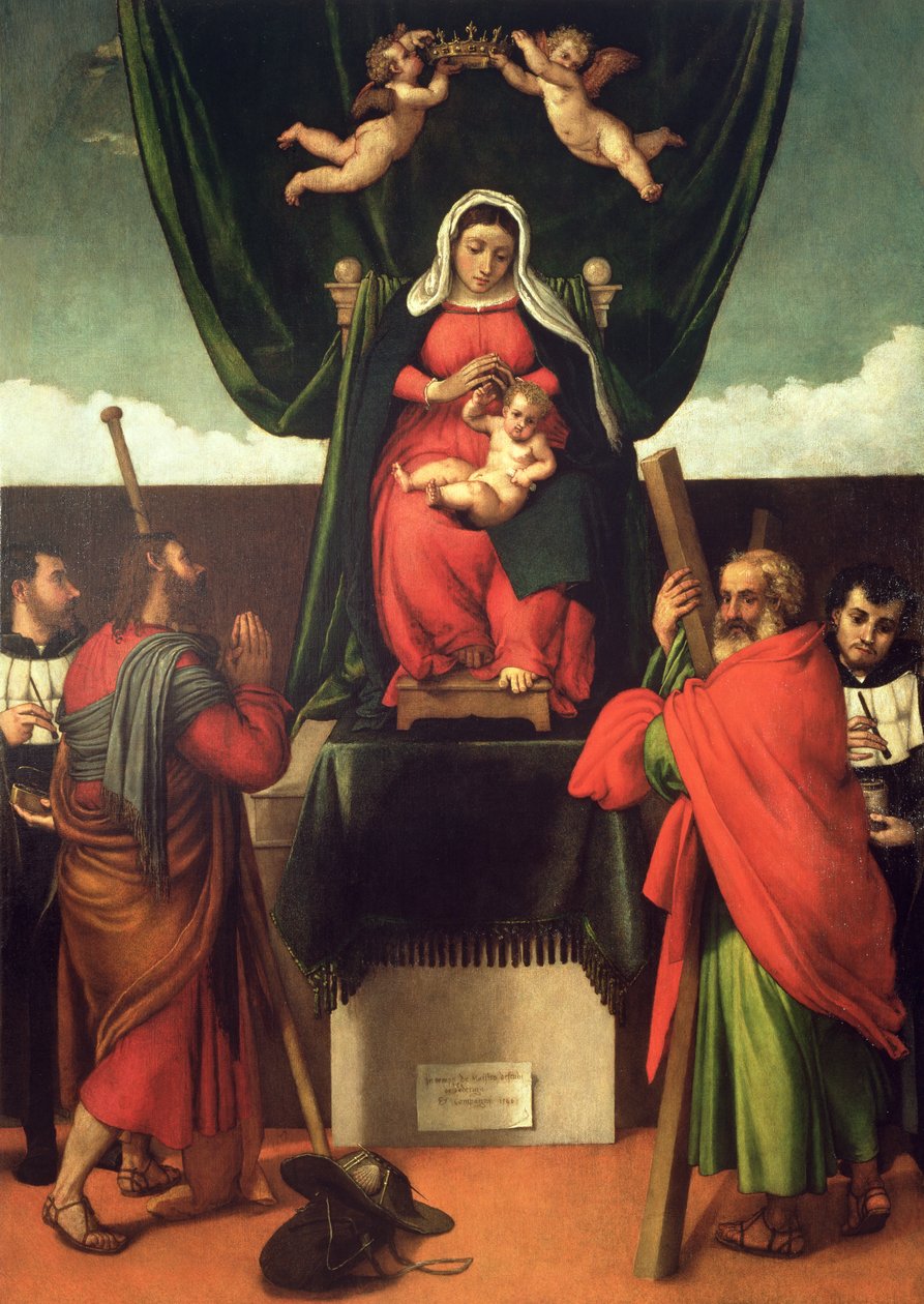 Madonna og barn tronet med fire hellige, 1546 av Lorenzo Lotto