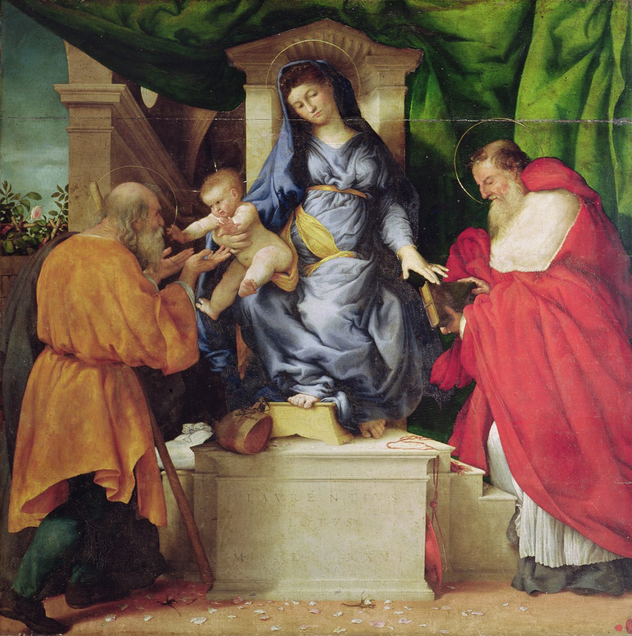 The Madonna of the Roses, 1526 av Lorenzo Lotto