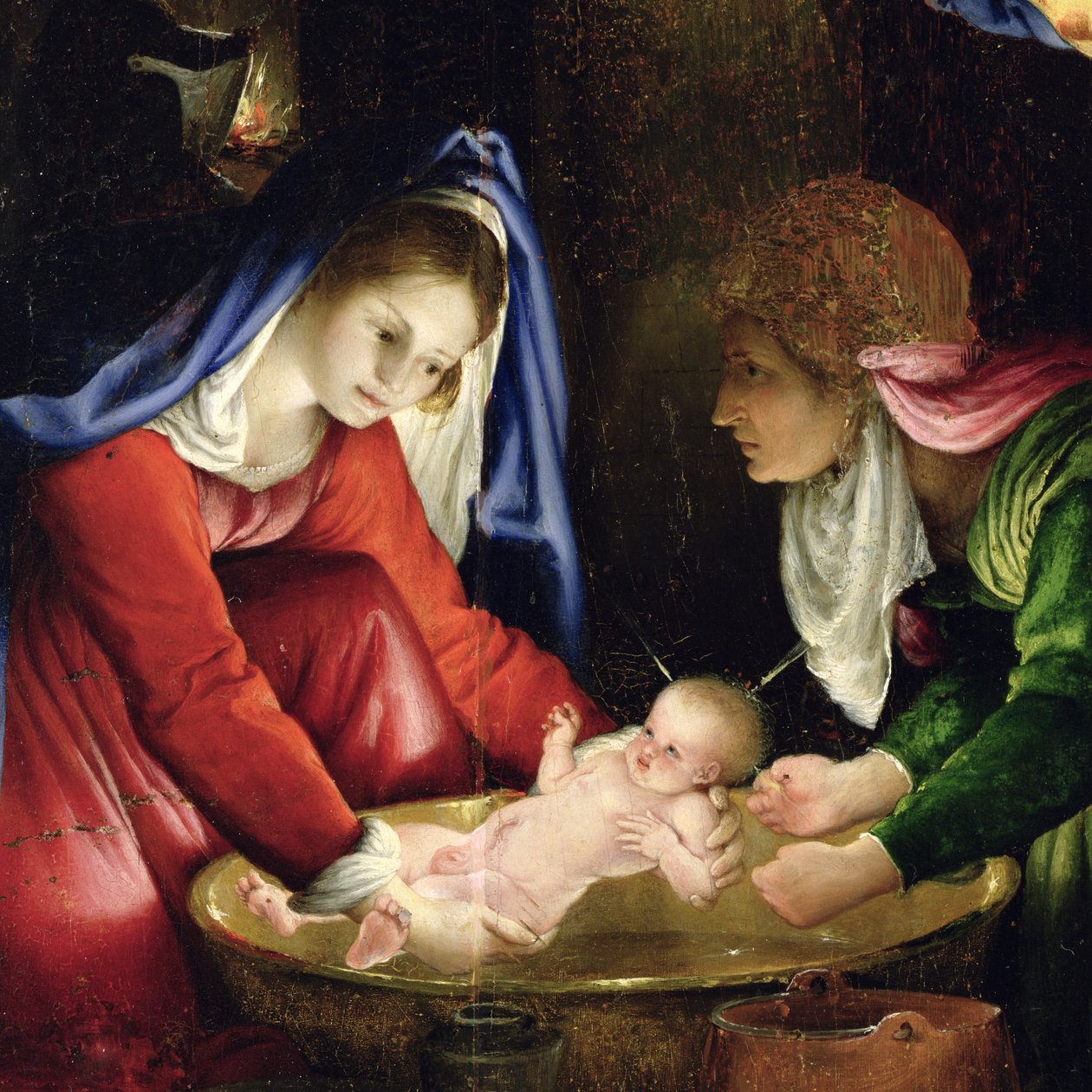 The Nativity, 1527 (detalj av 175141) av Lorenzo Lotto