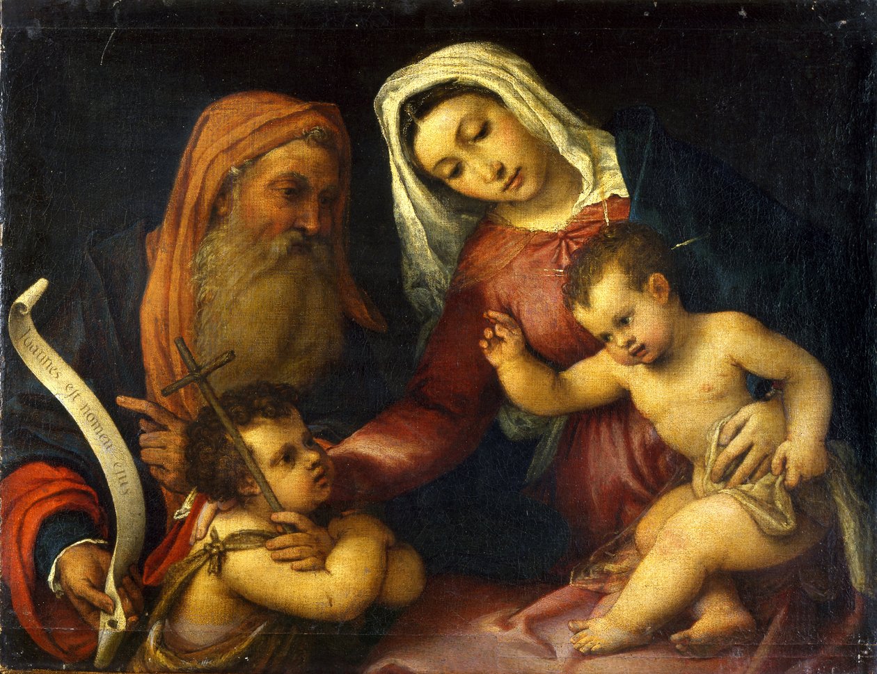 Jomfruen og barnet med de hellige Zacharias og døperen Johannes av Lorenzo Lotto