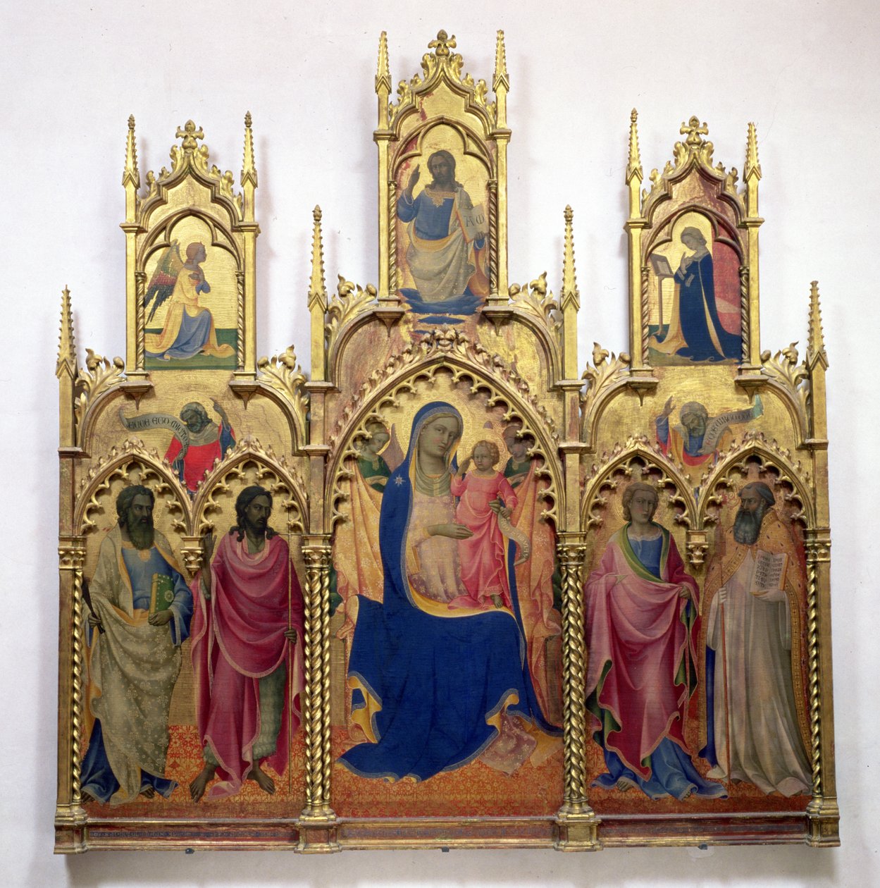 Madonna og barn med hellige (tempera på panel) av Lorenzo Monaco