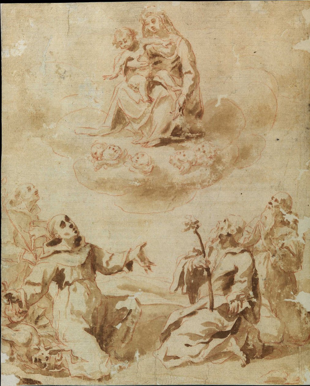 Madonna og Child tilbedt av fire helgener av Lorenzo Sabbatini